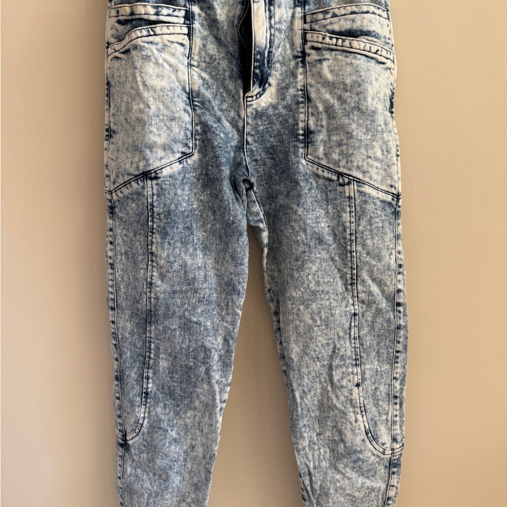 Retrofete Women's Blue Acid Wash Cropped Jeans